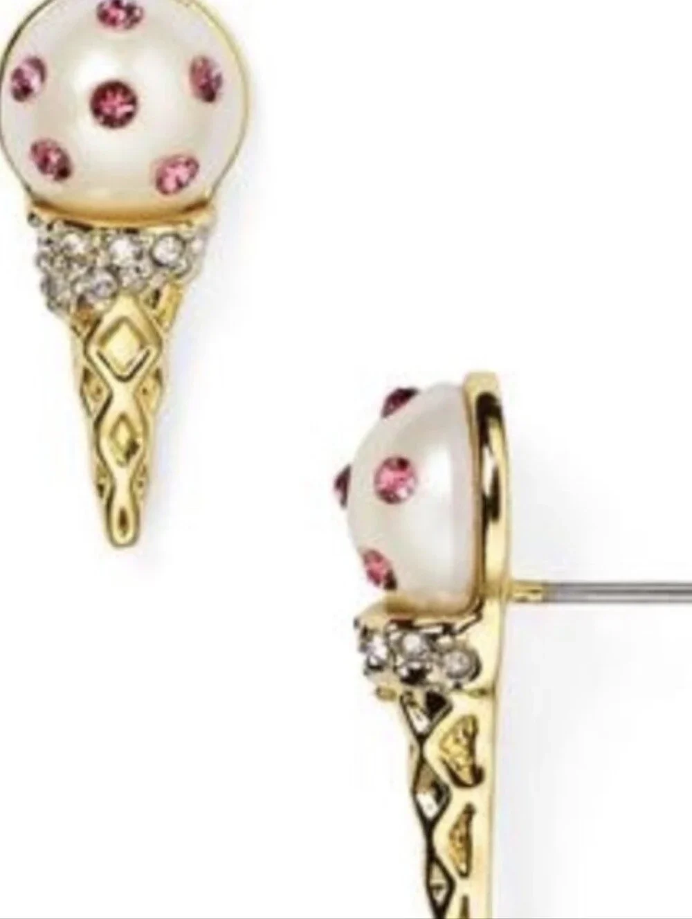 Kate Spade Carnival Nights Ice Cream Cone Stud Earrings - EUC in dust bag